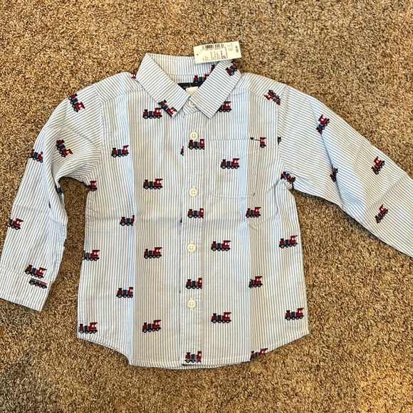 The Children’s Place Train Striped Button up Shirt - Picture 2 of 5